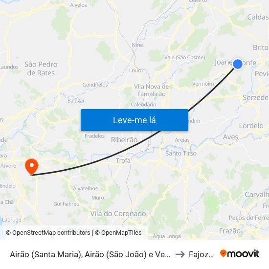 Airão (Santa Maria), Airão (São João) e Vermil to Fajozes map