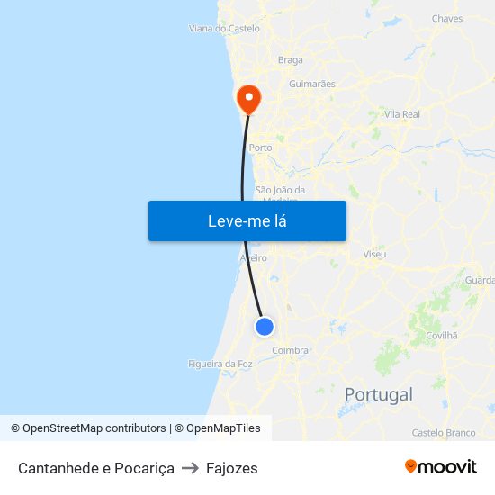 Cantanhede e Pocariça to Fajozes map