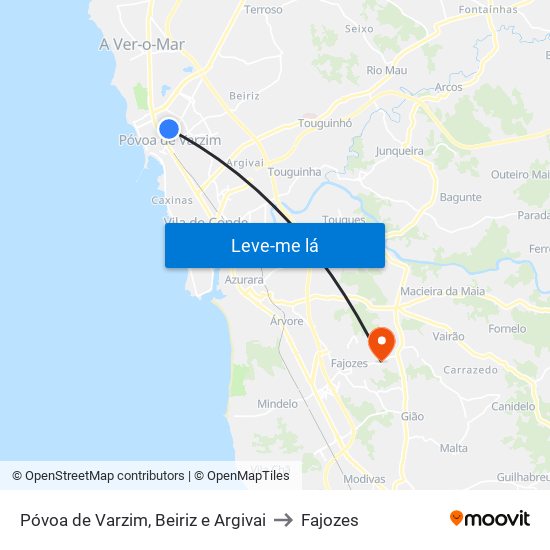 Póvoa de Varzim, Beiriz e Argivai to Fajozes map