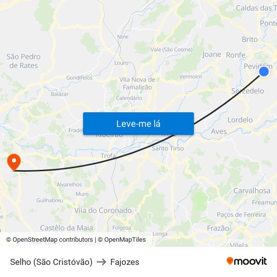 Selho (São Cristóvão) to Fajozes map