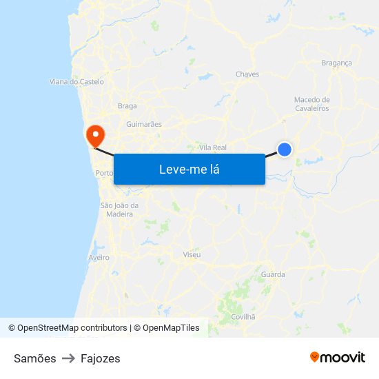 Samões to Fajozes map