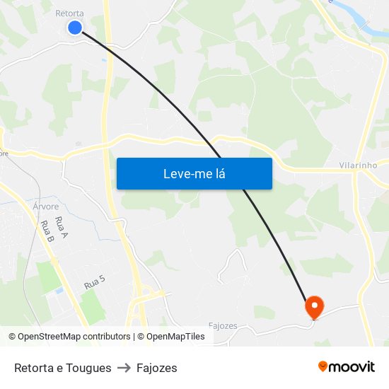 Retorta e Tougues to Fajozes map