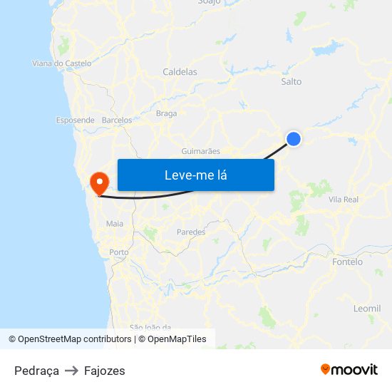 Pedraça to Fajozes map