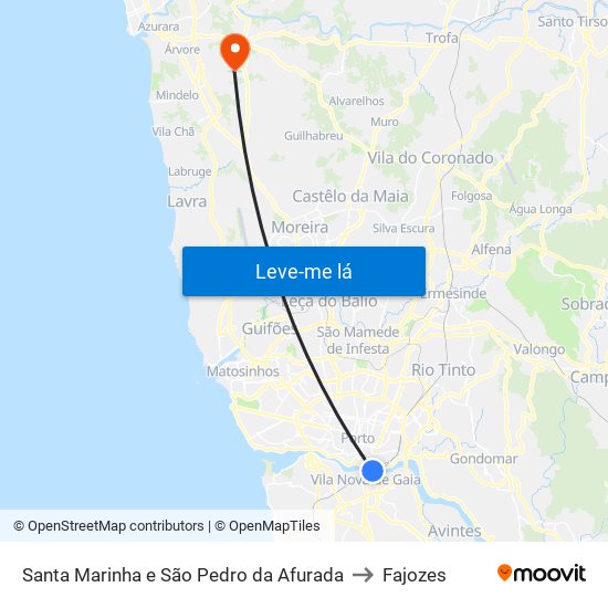 Santa Marinha e São Pedro da Afurada to Fajozes map