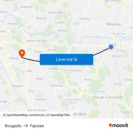 Bougado to Fajozes map