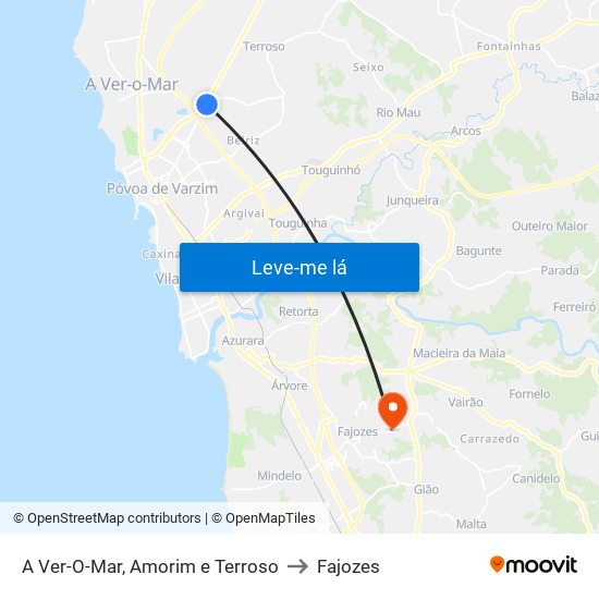 A Ver-O-Mar, Amorim e Terroso to Fajozes map