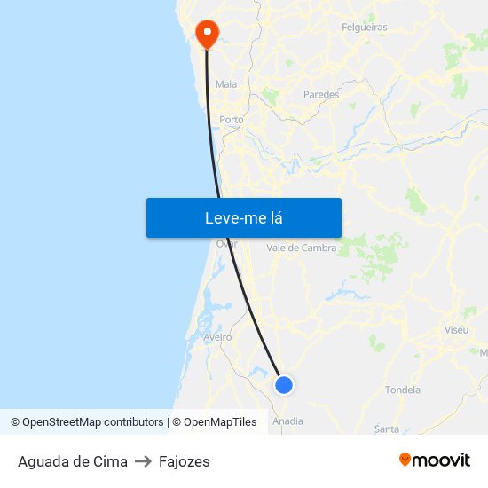 Aguada de Cima to Fajozes map