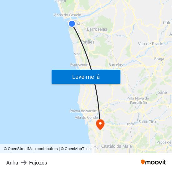Anha to Fajozes map