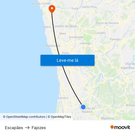 Escapães to Fajozes map