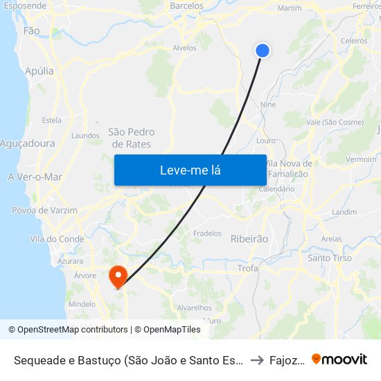 Sequeade e Bastuço (São João e Santo Estêvão) to Fajozes map