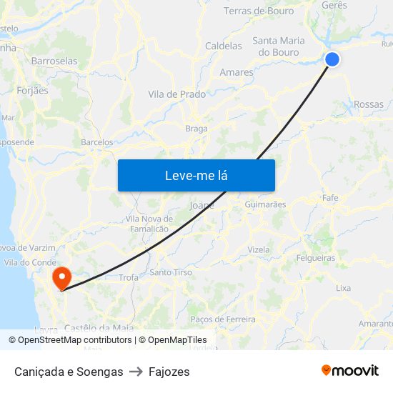 Caniçada e Soengas to Fajozes map