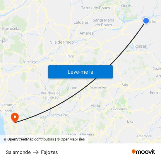 Salamonde to Fajozes map