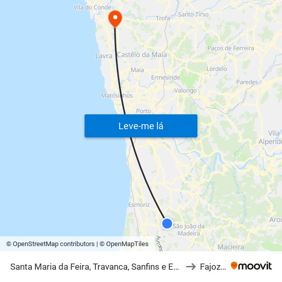 Santa Maria da Feira, Travanca, Sanfins e Espargo to Fajozes map