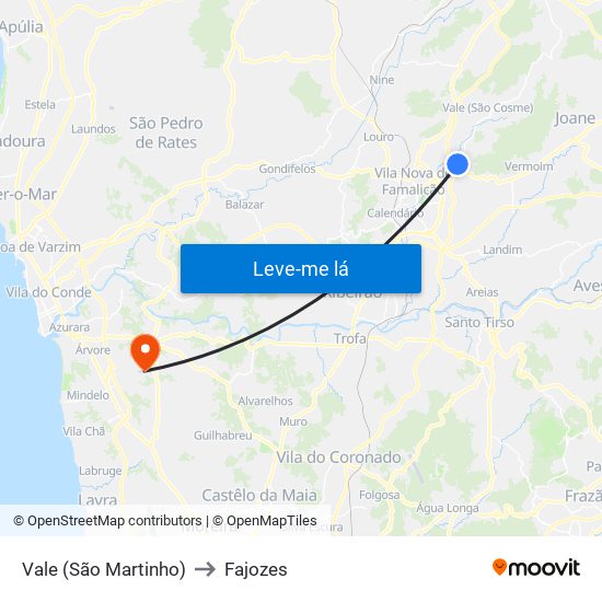 Vale (São Martinho) to Fajozes map