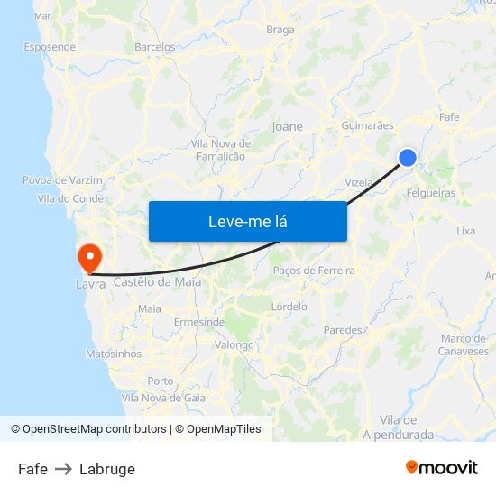 Fafe to Labruge map