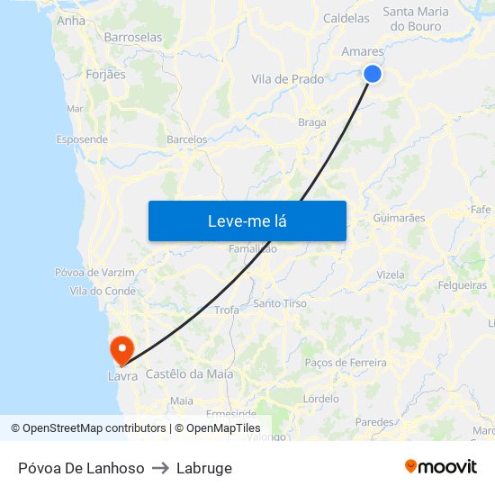 Póvoa De Lanhoso to Labruge map