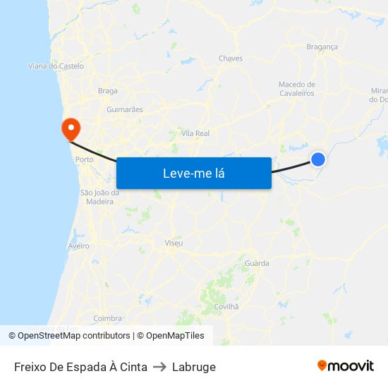 Freixo De Espada À Cinta to Labruge map