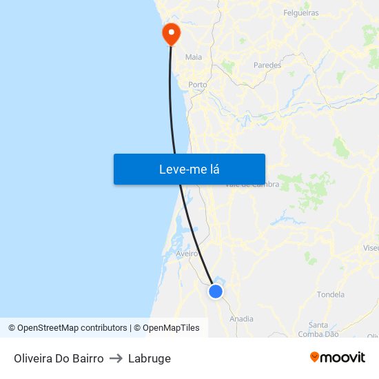 Oliveira Do Bairro to Labruge map