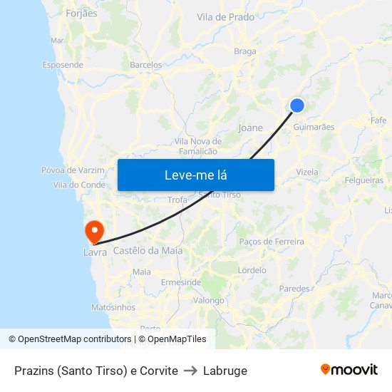 Prazins (Santo Tirso) e Corvite to Labruge map