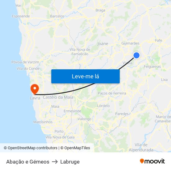 Abação e Gémeos to Labruge map