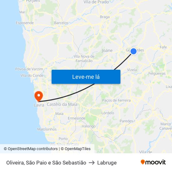 Oliveira, São Paio e São Sebastião to Labruge map