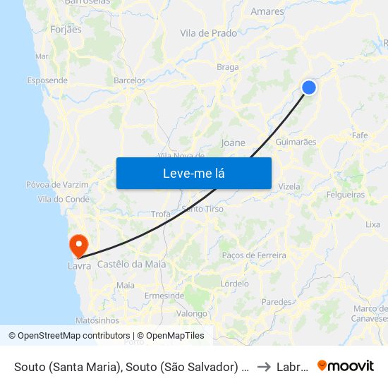 Souto (Santa Maria), Souto (São Salvador) e Gondomar to Labruge map