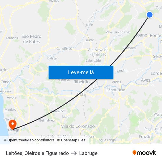 Leitões, Oleiros e Figueiredo to Labruge map