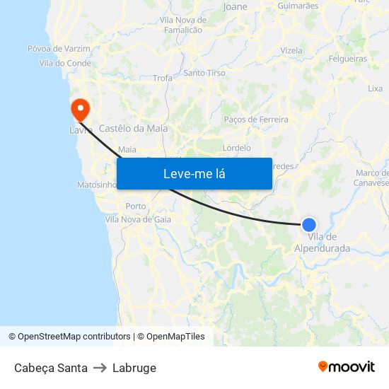 Cabeça Santa to Labruge map