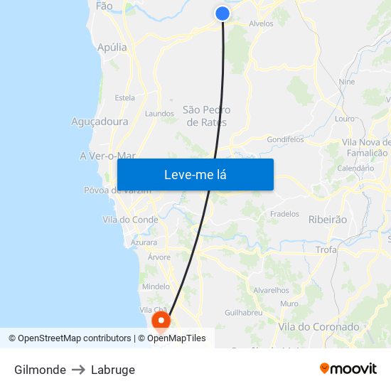Gilmonde to Labruge map