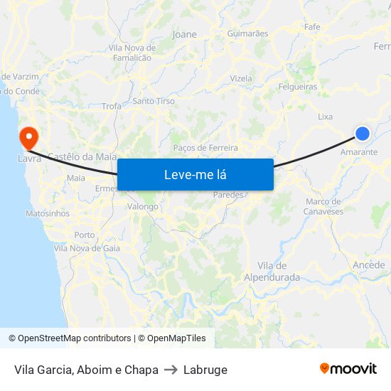 Vila Garcia, Aboim e Chapa to Labruge map