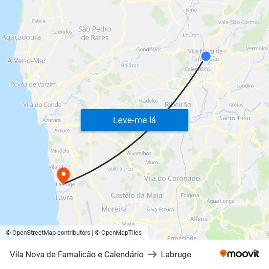 Vila Nova de Famalicão e Calendário to Labruge map