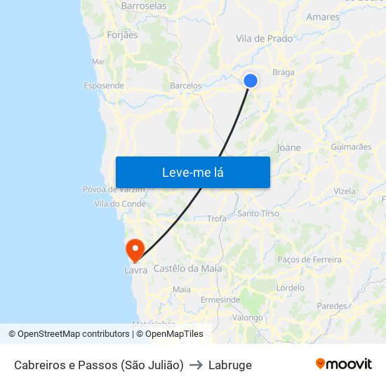 Cabreiros e Passos (São Julião) to Labruge map