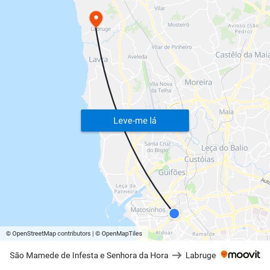 São Mamede de Infesta e Senhora da Hora to Labruge map