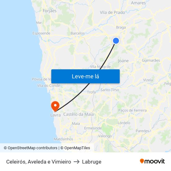 Celeirós, Aveleda e Vimieiro to Labruge map