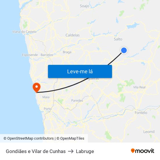 Gondiães e Vilar de Cunhas to Labruge map