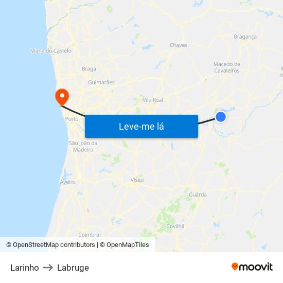 Larinho to Labruge map