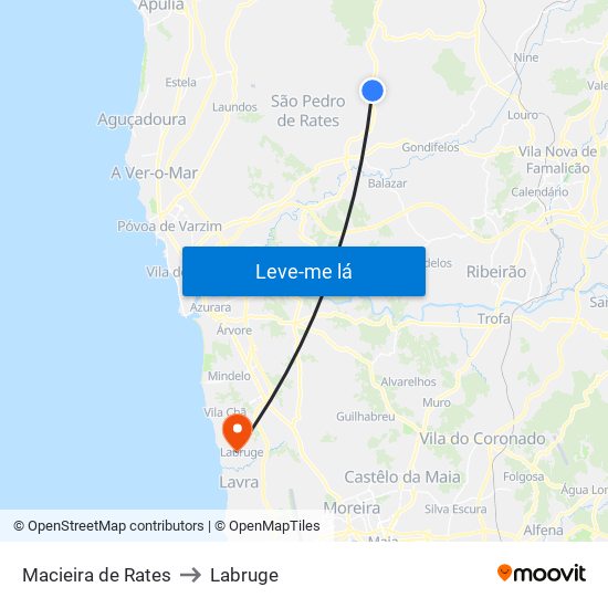 Macieira de Rates to Labruge map