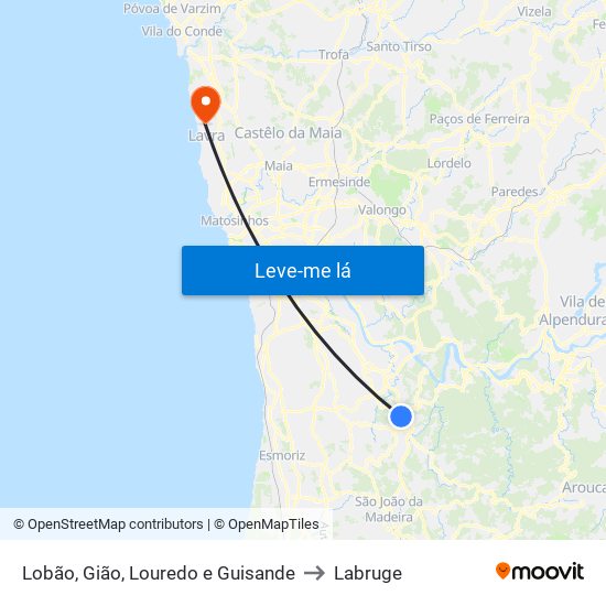 Lobão, Gião, Louredo e Guisande to Labruge map