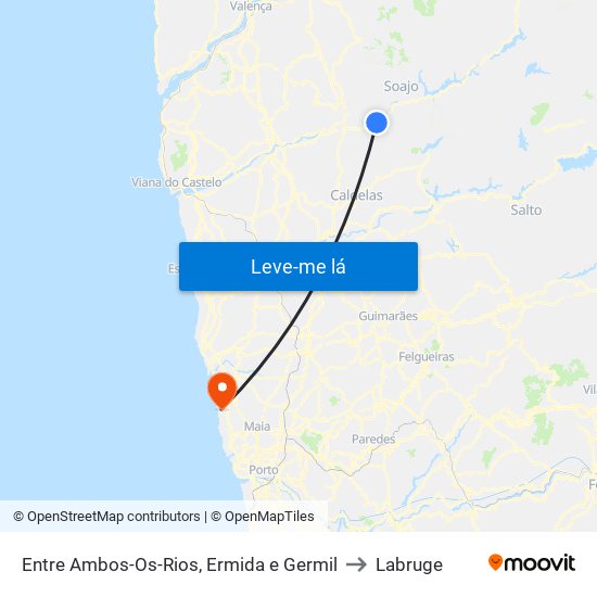 Entre Ambos-Os-Rios, Ermida e Germil to Labruge map