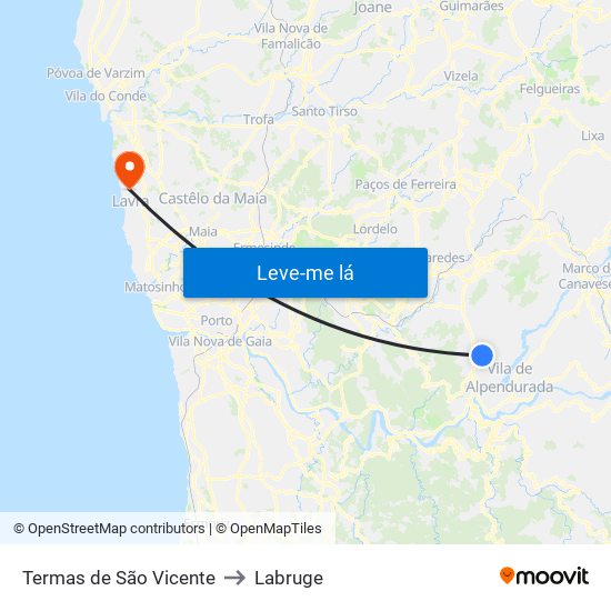 Termas de São Vicente to Labruge map