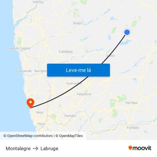 Montalegre to Labruge map