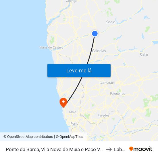 Ponte da Barca, Vila Nova de Muía e Paço Vedro de Magalhães to Labruge map