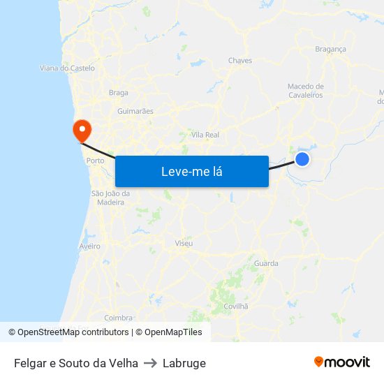 Felgar e Souto da Velha to Labruge map