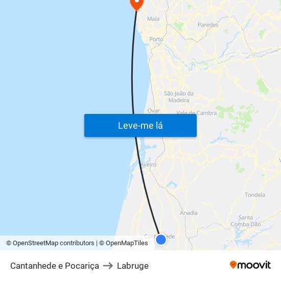 Cantanhede e Pocariça to Labruge map