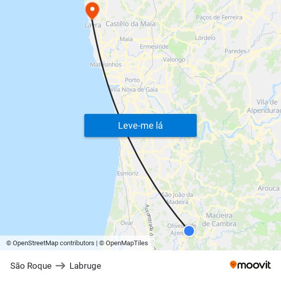 São Roque to Labruge map