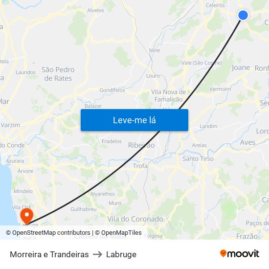 Morreira e Trandeiras to Labruge map