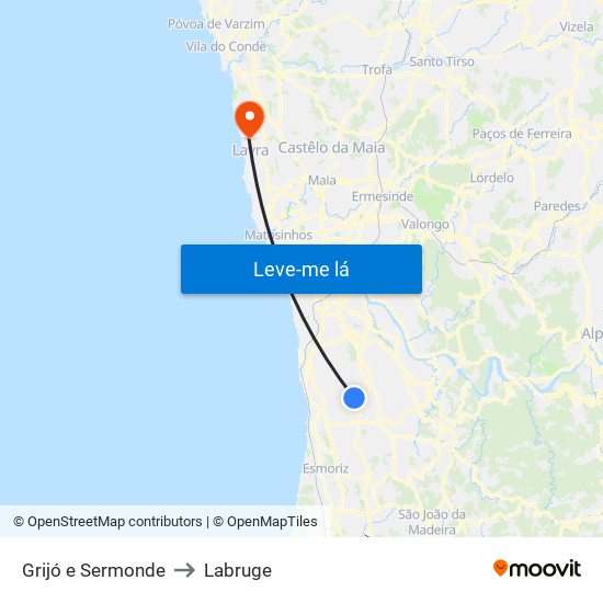 Grijó e Sermonde to Labruge map