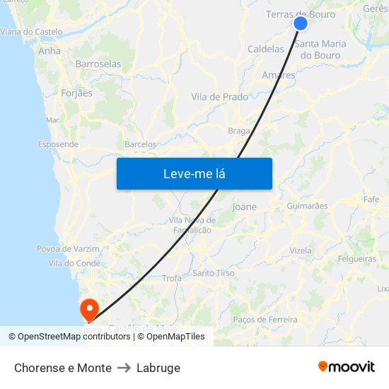 Chorense e Monte to Labruge map