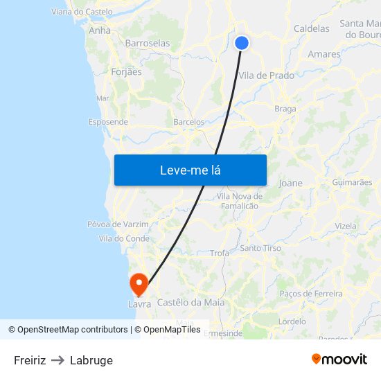 Freiriz to Labruge map