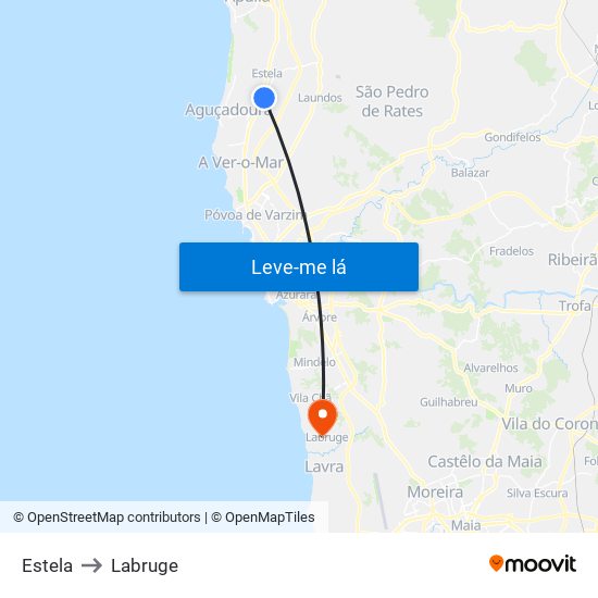 Estela to Labruge map